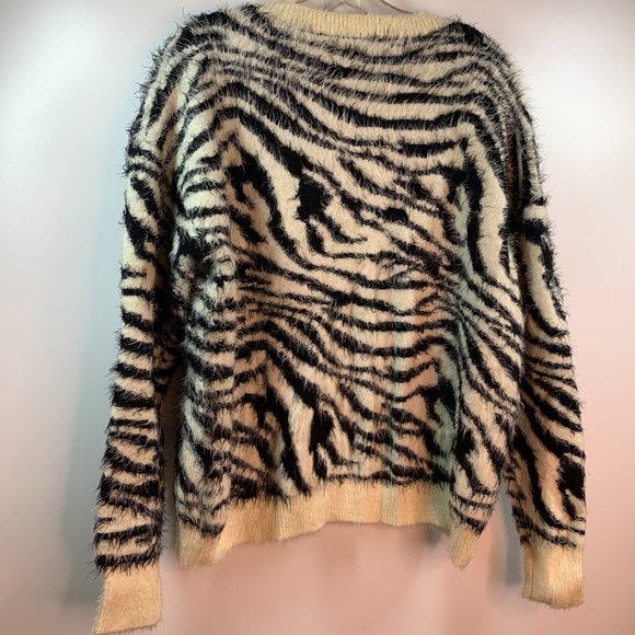 House Of Sunny Zebra Print V-Neck Jumper Heavy Long Sleeve Sweater Size 4 NWT! - Picture 6 of 13